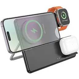 Безпровідна зарядка Hoco CQ1 3в1 для iPhone, iWatch/Airpods на 5-15W чорна - мініатюра 7