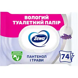 Вологий туалетний папір Zewa з пантенолом і шавлією 74 шт.