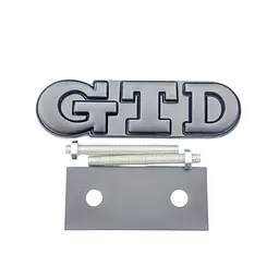 Емблема напис GTD для Volkswagen в решітку чорна 90х27 мм метал (на кріпленнях)