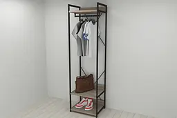 Шафа Гардероб Уні секція 1 серії Конект Ferrum-decor 220x60x50см Чорний метал ДСП Дуб Сонома Трюфель 32 мм (FRD-104502)