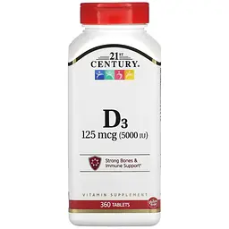 Вітамін D3 21st Century D3 125 mcg 5000 IU 360 таблеток