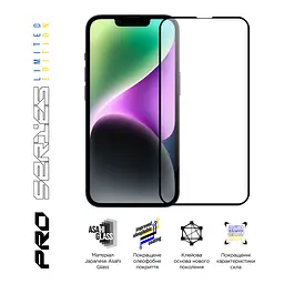 Захисне скло для Apple iPhone 13 Pro Max/14 Plus, Pro 3D LE, повноекранне 3D скло з рамкою, глянцеве, загартоване, протиударне, ультратонке, поліпшене олеофобне і гідрофобне покриття, 9H, повне проклеювання, ArmorStandart (ARM77600) - мініатюра 3