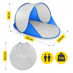 Намет пляжний 4FIZJO Pop-Up 195 x 120 см саморозкладний Blue/Grey (P-5905973405157) - мініатюра 11