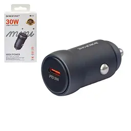Автомобільний зарядний пристрій BOROFONE BZ32, USB-C: 30W (PD/QC/FCP/AFC) Metal gray
