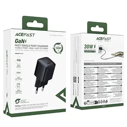 Зарядний пристрій ACEFAST A118 PD 30W mini GaN USB-C fast charger блок адаптер чорний 6974316284994 - мініатюра 2