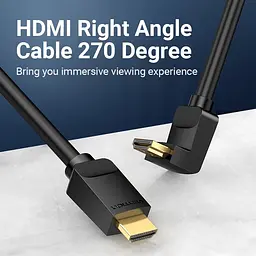 Кабель HDMI M-M, 1.5 м, V2.0, 4K 60Гц, кут 270 °, PVC, чорний Vention - мініатюра 6