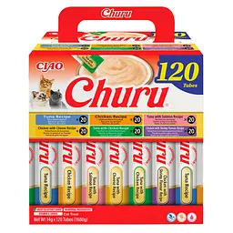 Ласощі для котів Inaba Churu вершковий мус в стіках з куркою/тунцем 14 г 120 шт.
