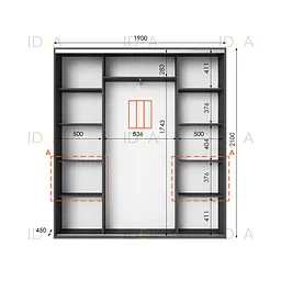 Шафа-купе Idea серія 7 190 x 45 x 210 см Антрацит Дзеркало - мініатюра 2