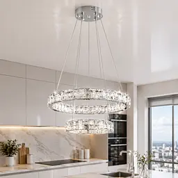 Підвісна світлодіодна люстра Splendid Ray L50604J/500+300/2 LED, 2 кільця, пульт, димер, 80 W