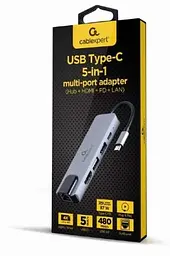 Хаб USB "5-in-1", Grey, Type-C 3.2 - 1xType-C (87 Вт) / 1xUSB 3.2 / 1xUSB 2.0 / HDMI 4K / GLan Cablexpert teh0019586 - мініатюра 2
