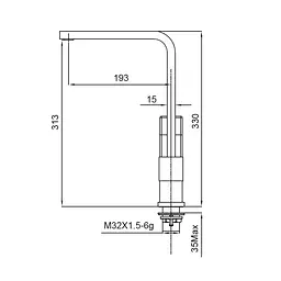 Змішувач для кухні Koer KB-70010-05 KR3489 Чорний матовий - мініатюра 2