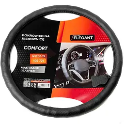 Чехол руля Elegant M 37-39 см Перфорація 1 шов Екожа Чорний (EL105 721)