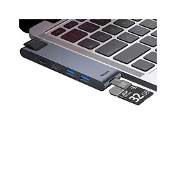 Концентратор Baseus USB-C Thunderbolt 7-in-1 2xUSB 3.0 + 1xUSB-C PD + HDMI 4K60Hz + SD/TF + 1xRJ45 1000Mbps gray (CAHUB-L0G) - мініатюра 7