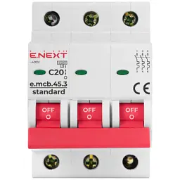 Автоматичний вимикач E.NEXT 3-п e.mcb.stand. 20А C ( 4,5кА) (s002032) - мініатюра 2