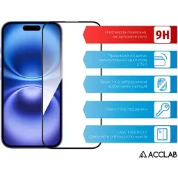Скло захисне ACCLAB Full Glue Apple iPhone 16 Plus Black (1283126593260) - мініатюра 3
