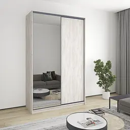 Шафа-купе дводверна MebelStar Баварія ДСП/Дзеркало 150x60x240 см Аляска сірий (MBS-4397)