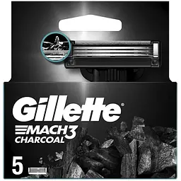 Змінні касети Gillette Mach3 Charcoal деревне вугілля 5 шт.