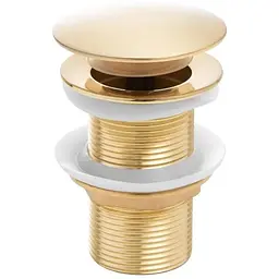Донний клапан для умивальника Yoka click-clack L.gold без переливу BK.POP-14-BP-GLD, Золотий - мініатюра 1