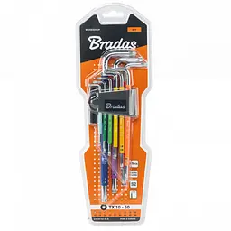 Набір ключів Bradas TORX TX 10-50 9 шт подовжені (DIY-HKT62-EL/B) - мініатюра 2