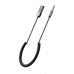 AUX кабель Hoco DUP02 bluetooth to Jack 3.5 пружинний автомобільний аудіоресивер чорний - мініатюра 3