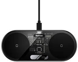 Бездротовий зарядний пристрій Baseus Digital LED Display 2in1 Wireless Charger 20W (WXSX010101) Black [78283] - мініатюра 3