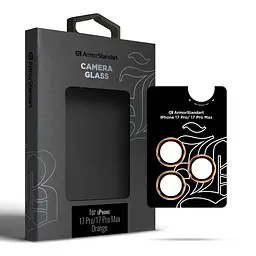 Захисне скло для камери Apple iPhone 17 Pro/17 Pro Max, Supreme BI, помаранчевий колір, з рамкою, глянцеве скло для захисту лінз, протиударне, прозоре, з клейовим шаром по контуру, не впливає на якість фото, ArmorStandart (ARM86440)