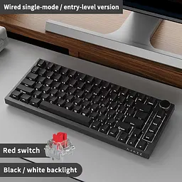 Ігрова механічна клавіатура Ajazz Ak820 / Дротове підключення / Side Engraved / Red Switch / Black - мініатюра 2