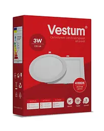 Квадратний світлодіодний світильник Vestum врізний 3W 4000K 220V 1-VS-5201 - мініатюра 2