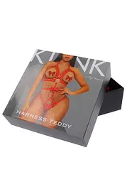 Портупея-тедді з ременів Leg Avenue Studded O-ring harness teddy S Red, екокожа - мініатюра 6