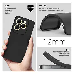 Чехол-накладка для смартфона Infinix Hot 40/40 Pro, противоударный, силиконовый, термополиуретановый (ТПУ), с защитой камеры и корпуса, черный, защита всего корпуса, ArmorStandart (ARM73938) - мініатюра 3