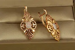 Сережки Xuping Jewelry Ретро 2,9 см золотисті - мініатюра 2