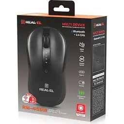 Комп'ютерна мишка Real-El RM-450W Wireless/Bluetooth Black/Gray (EL123200046) - мініатюра 8