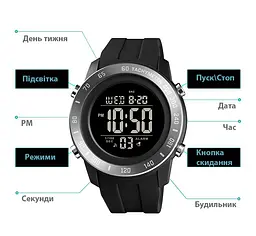Наручний годинник Skmei 1524 Black Black, 1524BKBK (18486) - мініатюра 5