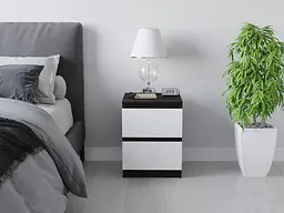 Тумбочка на 2 шухляди Moreli T-225 Ш400/В530/Г400 Венге темний-Білий