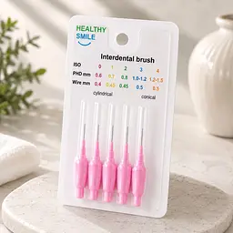 Міжзубні йоржики Healthy Smile ISO 0, PHD 0.6 мм, рожеві, 5 шт, для щоденного використання та брекетів
