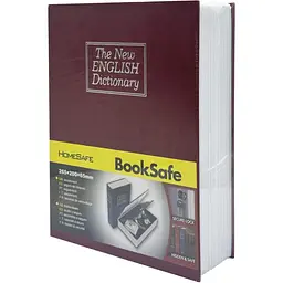 Сейф-книга з ключем для зберігання KBS-803(Bordo) велика, 26,5х20х6,5 см