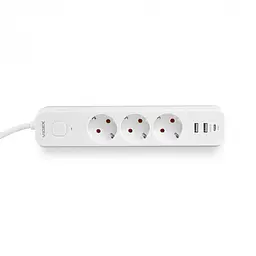 Мережевий подовжувач Videx Oncord з/з 3 п 3 м (3x1.5 мм) 2.4А 2USB+USB-C з кнопкою білий (VF-PD33G2U1C-W) - мініатюра 2
