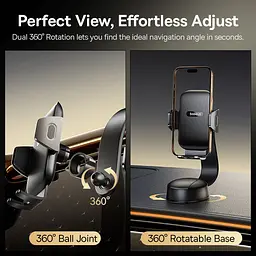 Автотримач для телефона Baseus PrimeTrip C03 Air Clamping Car Mount Suction Cup Version Cosmic чорний - мініатюра 3