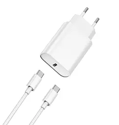 Мережевий зарядний пристрій Wiwu Wi-U001 Type C 20 PD charger set with EU Plug Type C to Type C Білий