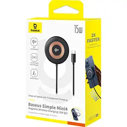 Бездротовий зарядний пристрій Baseus Simple Mini4 15W Universal Explorer Edition Cosmic Black (P10273300121-01) [151030] - мініатюра 7