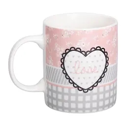 Чашка порцелянова Love 400 мл, сірий з рожевим Liling Rongxiang Ceramic RX-N240143GRE - мініатюра 11