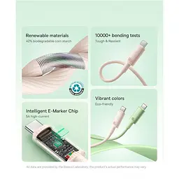 Кабель Baseus Habitat Series Fast Charging Cable Type-C to Type-C 100W 1m P10360202631-00 Green - мініатюра 6
