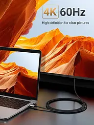 Кабель UGREEN MM 142 USB-C to HDMI Male to Male Cable Aluminum Shell 1.5 m (Gray Black)(UGR-50570) (UGR-50570) - мініатюра 2