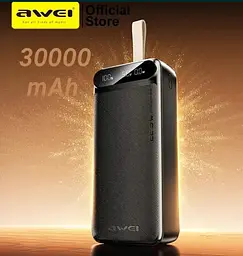 Повербанк Power Bank AWEI PA-12 портативна батарея швидка зарядка 22.5W 30 000 mAh Чорний - мініатюра 6
