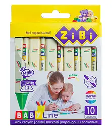 Олівці воскові jumbo, 10 кольорів, трикутні, Baby Line