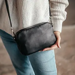 Сумка жіноча шкіряна кросбоді Handycover S409 чорна через плече маленька - мініатюра 2