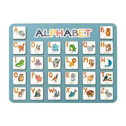 Дерев'яна абетка-вкладиш англійська ALPHABET 3240-03-002 синя 29х39 см