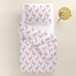 Дитяча постільна білизна в ліжечко FLAMINGO, рожевий (FlamingoDotsGrey_30RoseLight_140) - мініатюра 2