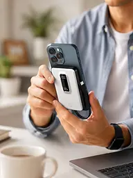 Магнітний Power Bank MP102 10000mAh зі швидкою зарядкою 22.5W / Зарядний пристрій з бездротовим MagSafe, вбудованим кабелем та підставкою / Портативний зовнішній акумулятор - мініатюра 2
