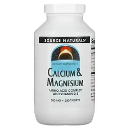 Вітаміни та мінерали Source Naturals Calcium & Magnesium 300 mg, 250 таблеток